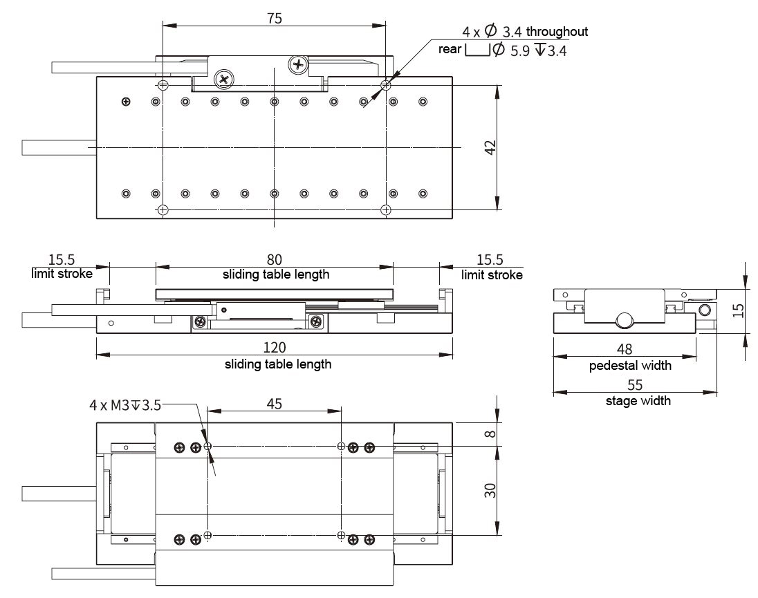 Tahap Miniatur Panduan Gerak Slider CNC Linear